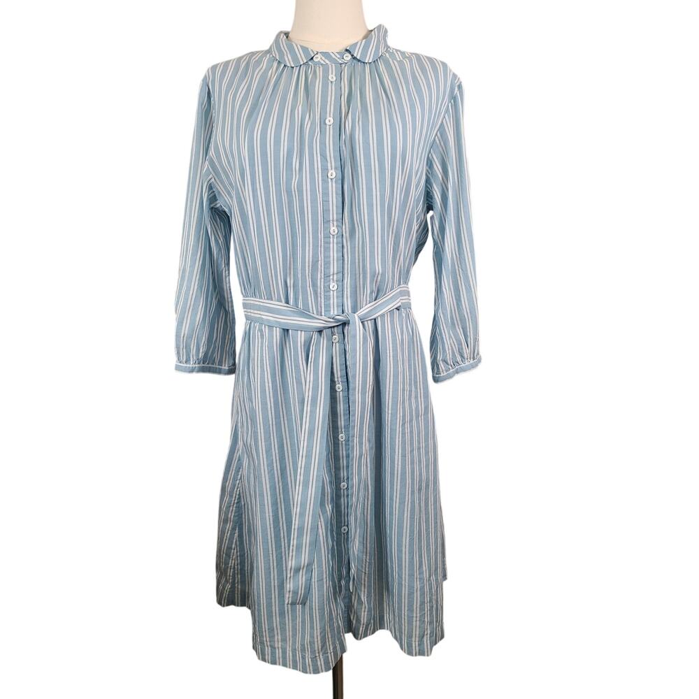 Comptoir Des Cotonniers Blue Striped Preppy Academia Shirtdress